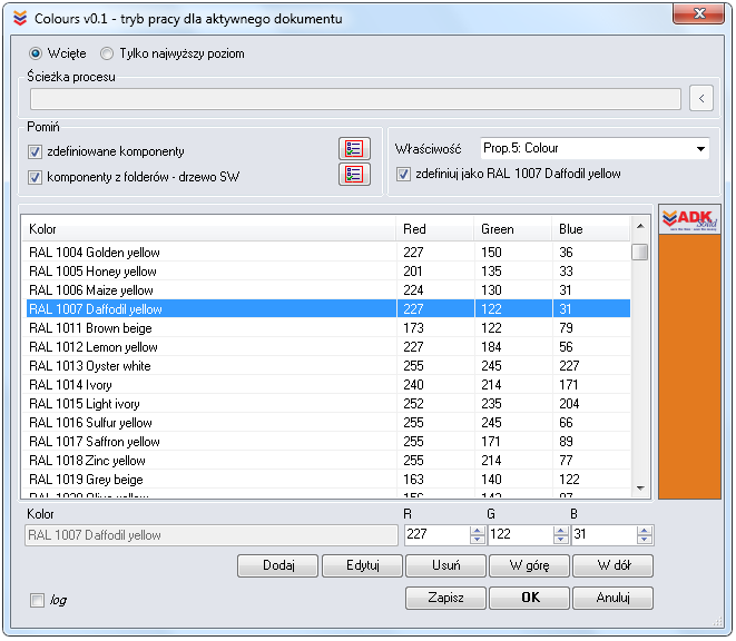 makro SolidWorks Colours