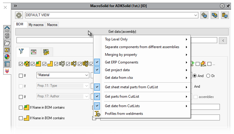 MacroSoli BOM filtering 2