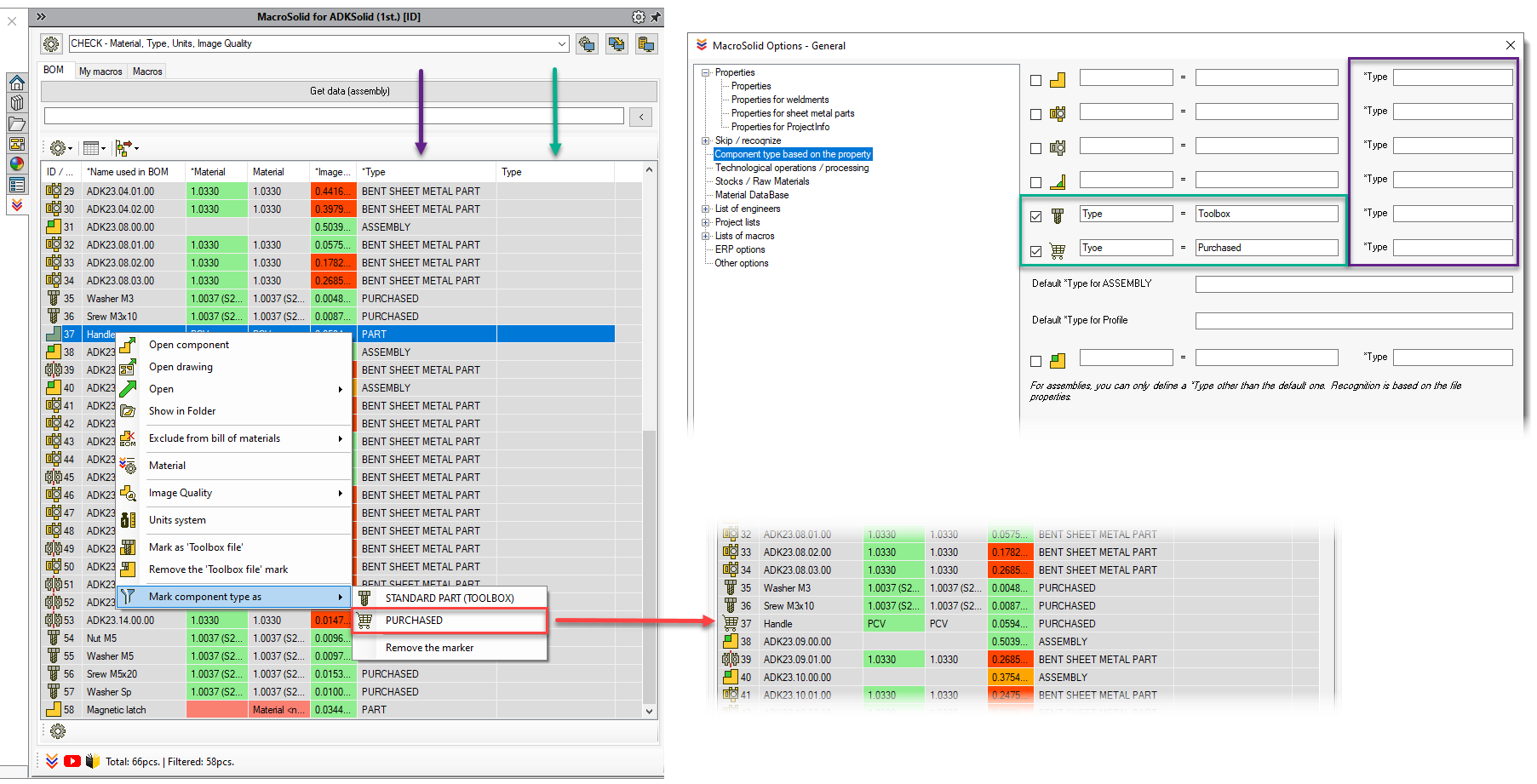 MacroSoli BOM filtering 4